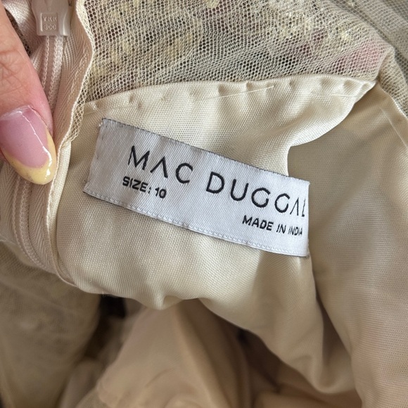 MAC DUGGAL Gold Embellished Fringe Cap Sleeve Trumpet Gown 10 - Picture 13 of 13